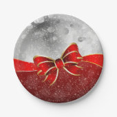 Silver Glitter en Red Kerstmis Sparkles Bow Papieren Bordje (Voorkant)