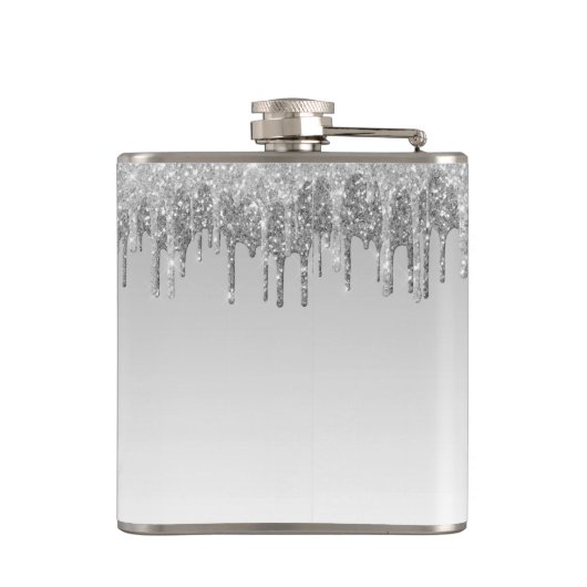 Silver Glitter en Sparkle Monogram Heupfles (Achterkant)