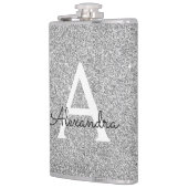 Silver Glitter en Sparkle Monogram Initiaal Heupfles (Links)
