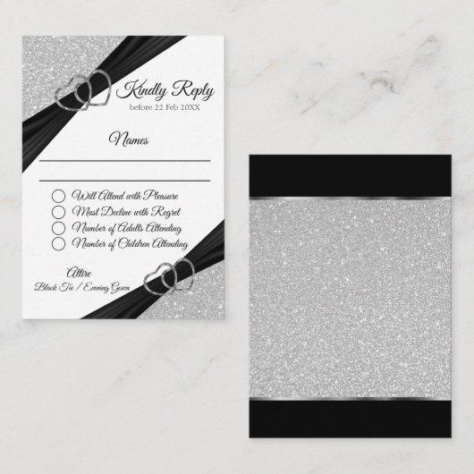 Silver Glitter Enclosure-Kaart Informatiekaartje (Voorkant / Achterkant)