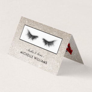 Silver Glitter Eyelashes AfterCare Referral Visitekaartjes