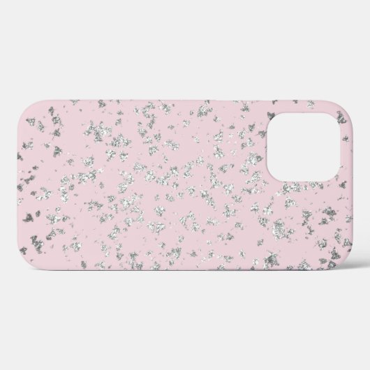 Silver Glitter Flakes en Blush Case-Mate iPhone Case (Achterkant (horizontaal))