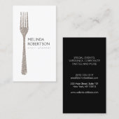 Silver Glitter Fork Event Planner Visitekaartje (Voorkant / Achterkant)