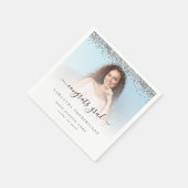 Silver Glitter Foto 2024 Gefeliciteerd Afstuderen Servet (Hoek)