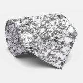 Silver Glitter Gedrukt Stropdas (Opgerold)