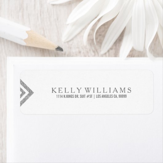 Silver Glitter Geometric Minimalistical Design Etiket (Insitu)