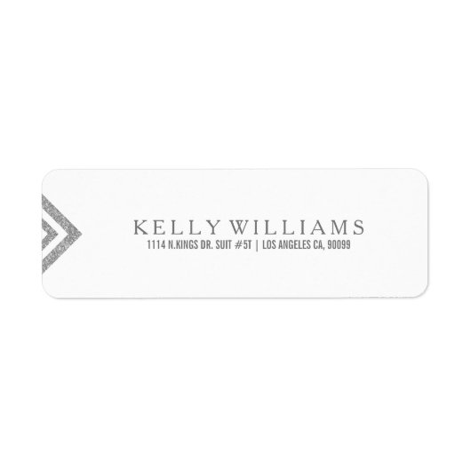 Silver Glitter Geometric Minimalistical Design Etiket (Voorkant)