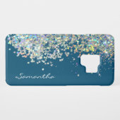Silver Glitter Girly Custom Name Case-Mate Samsung Galaxy Hoesje (Achterkant (horizontaal))