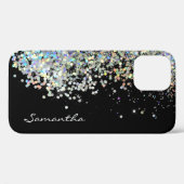Silver Glitter Girly Custom Name Hoesje-Mate Case-Mate iPhone Case (Achterkant (horizontaal))