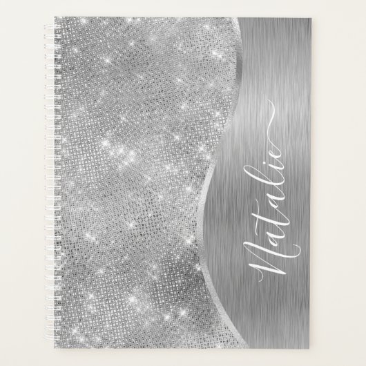Silver Glitter Glam Bling Personalized (Devant)