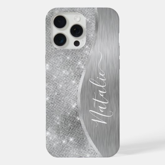 Silver Glitter Glam Bling Personalized (Verso)