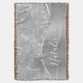 Silver Glitter Glam Bling Personalized Metallic Deken (Voorkant Verticaal)