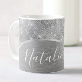 Silver Glitter Glam Bling Personalized Metallic Koffiemok