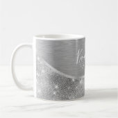 Silver Glitter Glam Bling Personalized Metallic Koffiemok (Links)