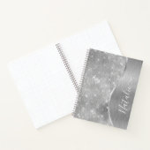 Silver Glitter Glam Bling Personalized Metallic Notitieboek (Binnen)
