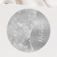 Silver Glitter Glam Bling Personalized Metallic