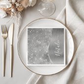 Silver Glitter Glam Bling Personalized Metallic Servet
