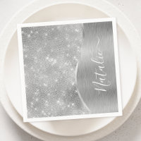 Silver Glitter Glam Bling Personalized Metallic