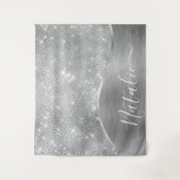 Silver Glitter Glam Bling Personalized Metallic