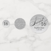 Silver Glitter Glam Gepersonaliseerde Sweet 16 Con Confetti (Voorkanten)
