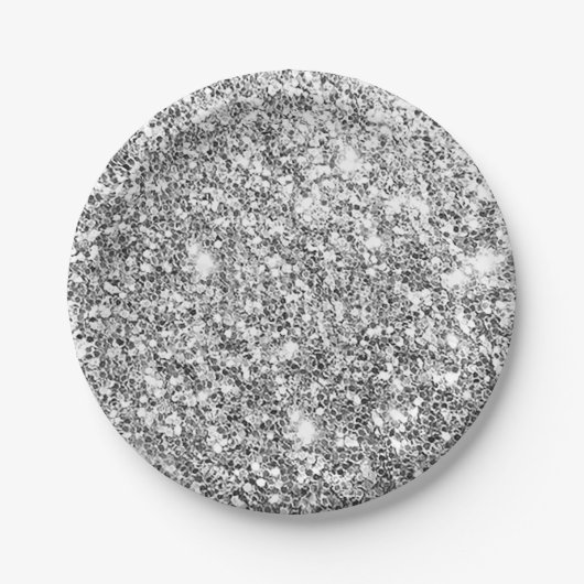 Silver Glitter Glam Papieren Bordje (Voorkant)