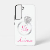Silver Glitter Glam Ring Mrs Bride Initiaal Name Samsung Galaxy Hoesje (Achterkant)