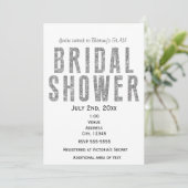 Silver Glitter Glam Vrijgezellenfeest Chic Invitat Kaart (Staand voorkant)