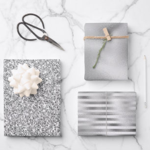 Silver Glitter Glitz          Inpakpapier Vel