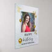Silver Glitter Gold Balloons Happy Birthday Folie Afdrukken (Laagn)