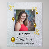 Silver Glitter Gold Balloons Happy Birthday Folie Afdrukken (Voorkant)