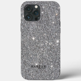 Silver Glitter Gradient Custom Name iPhone 13 Pro Max Hoesje