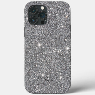 Silver Glitter Gradient Custom Name iPhone 13 Pro Max Hoesje