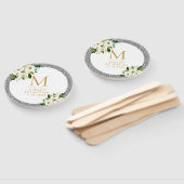 Silver Glitter Gray Floral Monogram Handwaaier (Niet-gemonteerd)