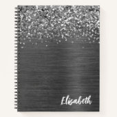 Silver Glitter Grey Borogram geborsteld Metaal Notitieboek (Voorkant)