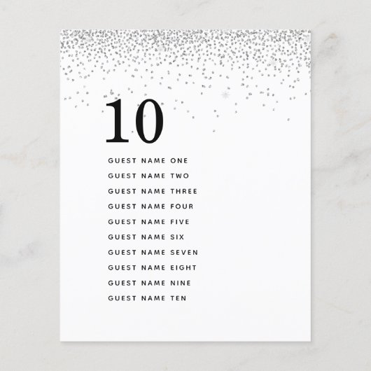 Silver Glitter Guest Names Table Number (Achterkant)