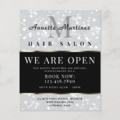Silver glitter hair salon flyer (Voorkant)