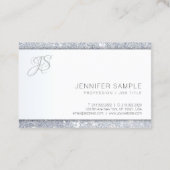 Silver Glitter Handgeschreven Monogram Sjabloon Visitekaartje (Achterkant)