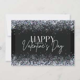 Silver Glitter Happy Valentijnsdag Kaart