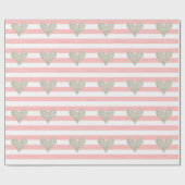 Silver Glitter Heart Cadeaupapier (Vlak)