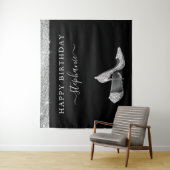 Silver Glitter High-Heels Birthday Backdrop Wandkleed (In situ)