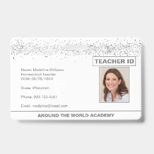 Silver Glitter Homeschool Docent ID Badge