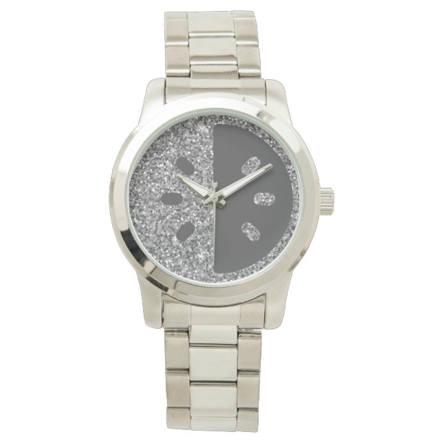 Silver Glitter Horloge (Voorkant)