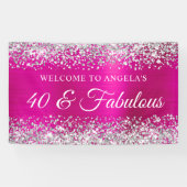Silver Glitter Hot Pink Folie 40 & Fantastisch wel Spandoek (Horizontaal)