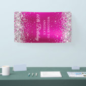 Silver Glitter Hot Pink Folie 60e Verjaardag V Spandoek (Beurs)