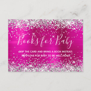 Silver Glitter Hot Pink Folie Books voor Baby Informatiekaartje