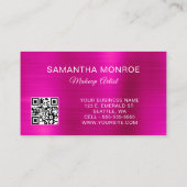 Silver Glitter Hot Pink Folie Monogram QR-code Visitekaartje (Achterkant)
