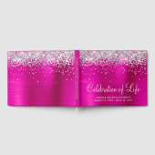 Silver Glitter Hot Pink Folie Viering van het Leve Gastenboek (Volledig)