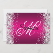 Silver Glitter Hot Pink Ombre Fancy Monogram Kaart (Achterkant)