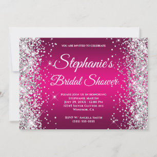 Silver Glitter Hot Pink Ombre Fancy Monogram Kaart