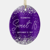 Silver Glitter Indigo Paars Fancy 16 Foto Keramisch Ornament (Rechts)